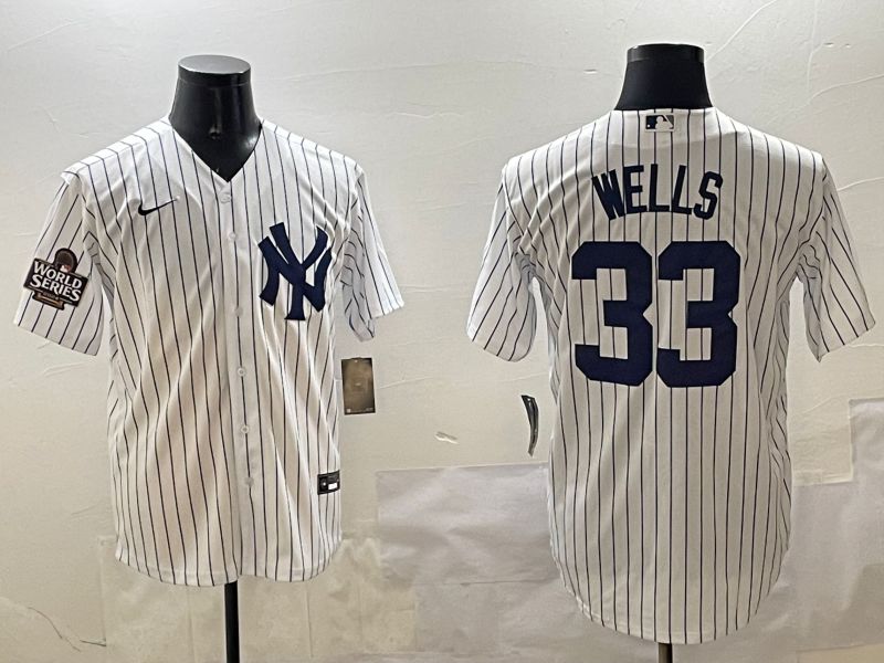 Men New York Yankees #33 Wells White Stripe Game 2025 Nike MLB Jersey style 3